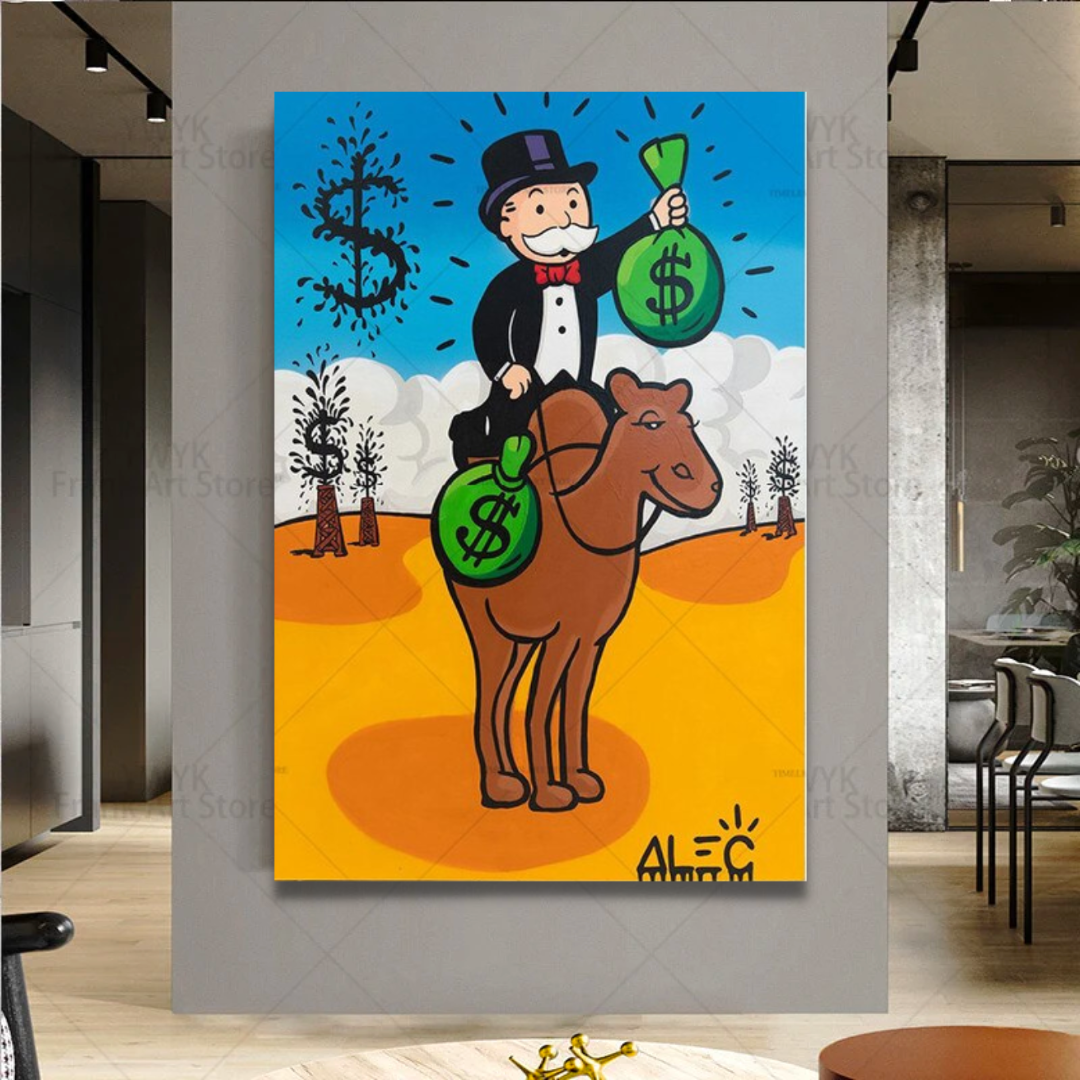 Canvas Art: Millionaire on Camel - Art Poster on Wood or Aluminium