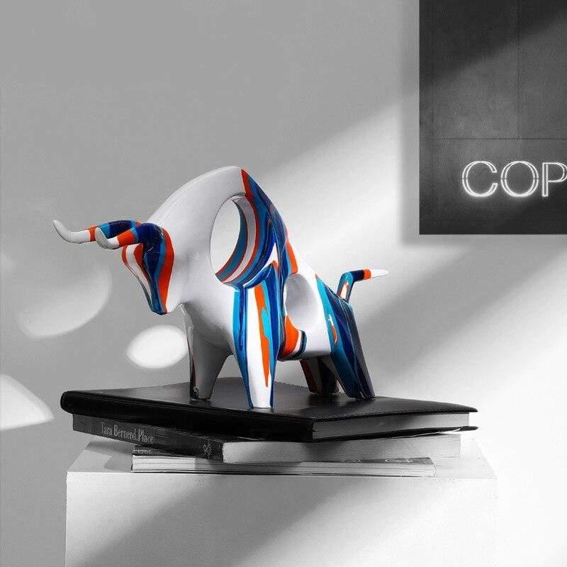 Colourful Resin Norwegian Bull Figurine - Large and Small Sizes