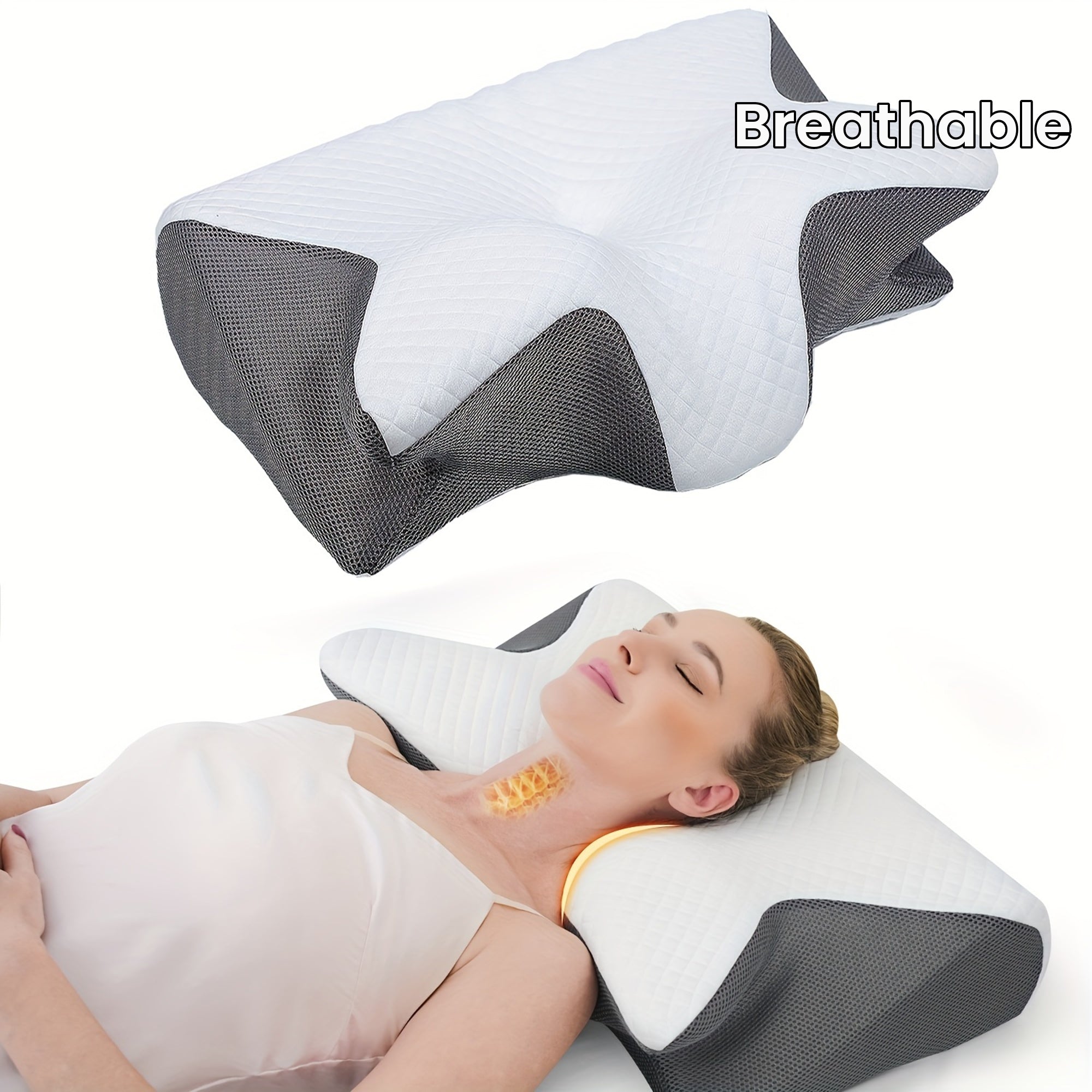 Ergonomic Memory Foam Neck Support Cushion - 2-in-1 for Side, Back, and Stomach Sleepers