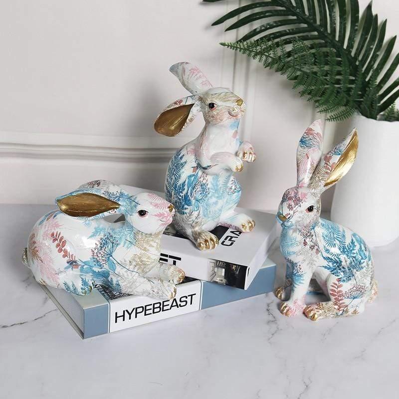 Modern Norwegian Resin Sculpture of a Rabbit with Colourful Leaves - Creative Decoration for Indoor and Outdoor