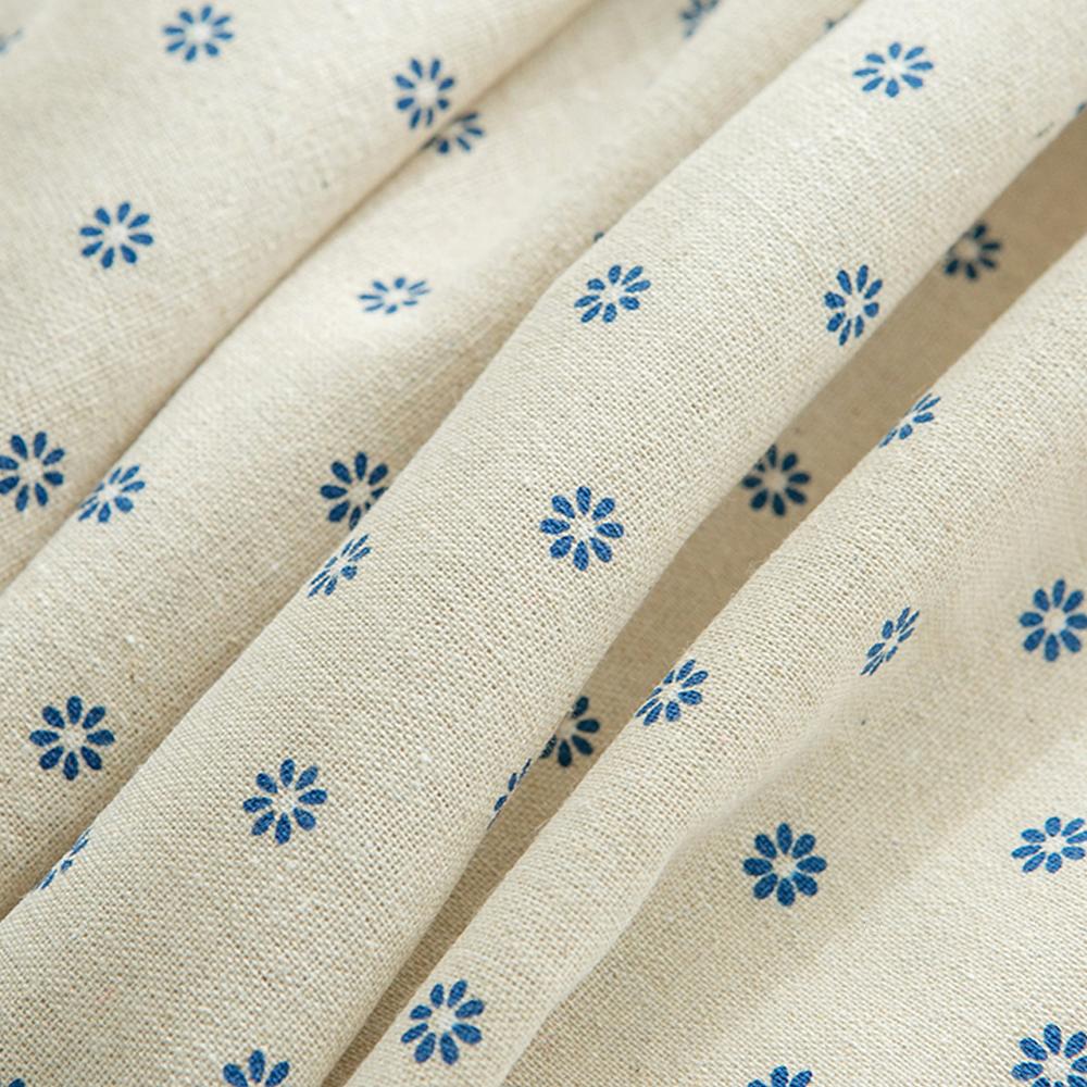 Tablecloth with Blue Flowers and Decorative Border