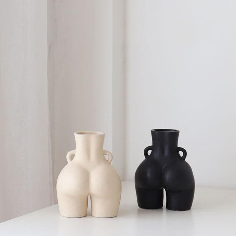 Flower Vase with Female Sculpture – Handmade from Ceramic