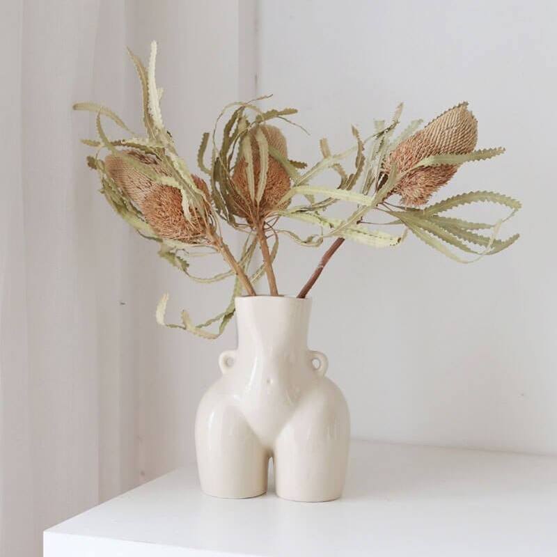 Flower Vase with Female Sculpture – Handmade from Ceramic