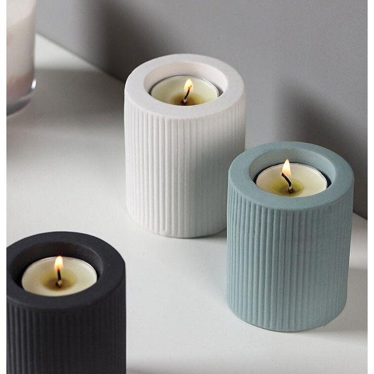 Striped Glass Candle Holder – Warm Light for a Cosy Space