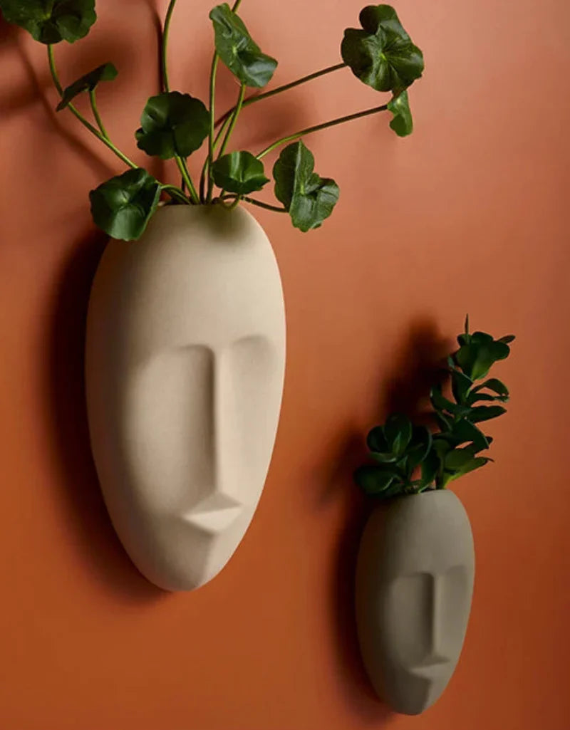 Ceramic Wall Vase - Ivory Colour, Decorative and Functional, Suitable for Plants and Flowers