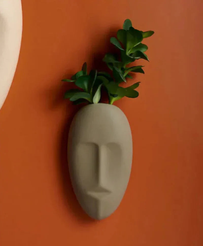 Ceramic Wall Vase - Ivory Colour, Decorative and Functional, Suitable for Plants and Flowers