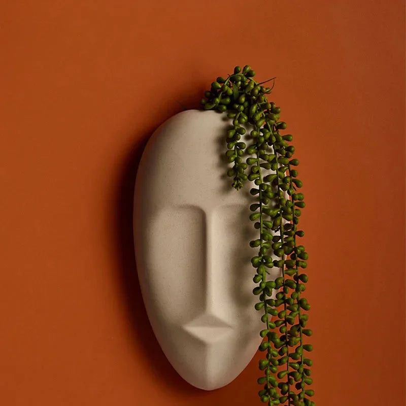 Ceramic Wall Vase - Ivory Colour, Decorative and Functional, Suitable for Plants and Flowers