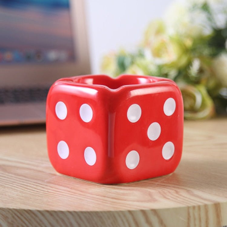 CeramiCube Dice-shaped ceramic ashtray for cigarettes