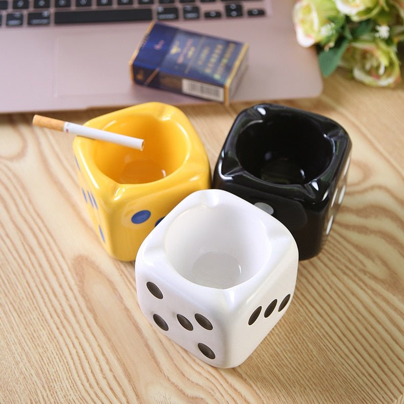 CeramiCube Dice-shaped ceramic ashtray for cigarettes