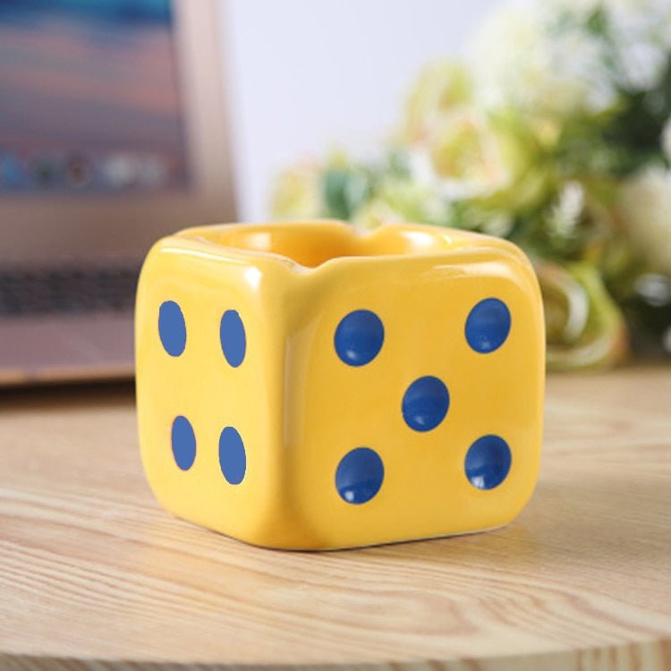 CeramiCube Dice-shaped ceramic ashtray for cigarettes