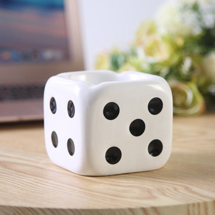 CeramiCube Dice-shaped ceramic ashtray for cigarettes