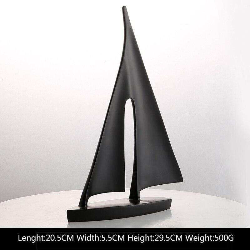 Decorative Sailboat Figurine - Norwegian Design in Black and White