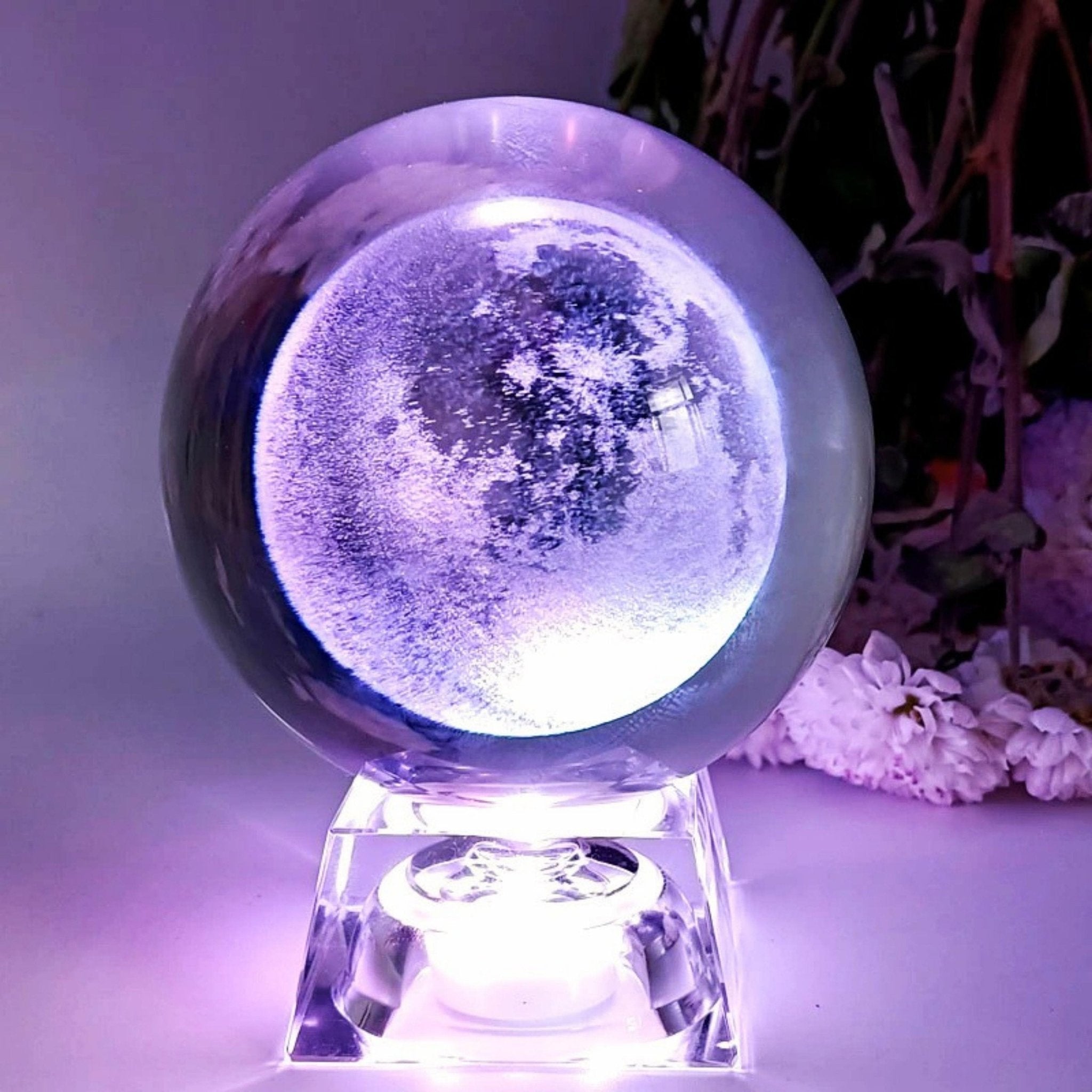 Glass Moon Lamp with LED Lighting – Changing Colours and Ambient Light