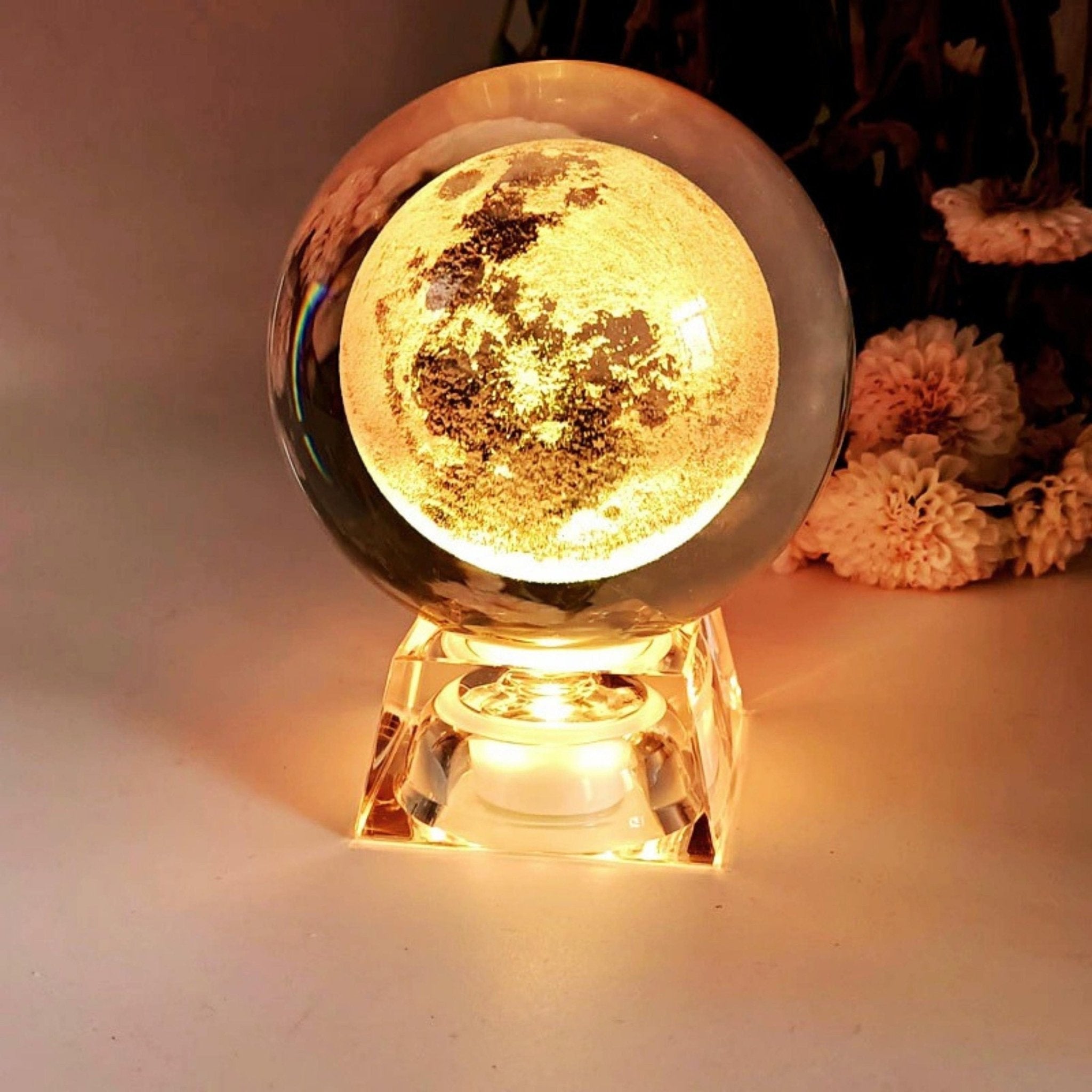 Glass Moon Lamp with LED Lighting – Changing Colours and Ambient Light