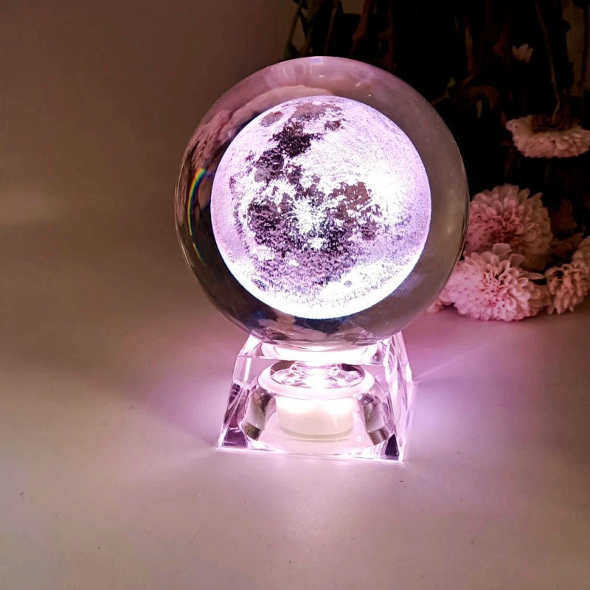 Glass Moon Lamp with LED Lighting – Changing Colours and Ambient Light