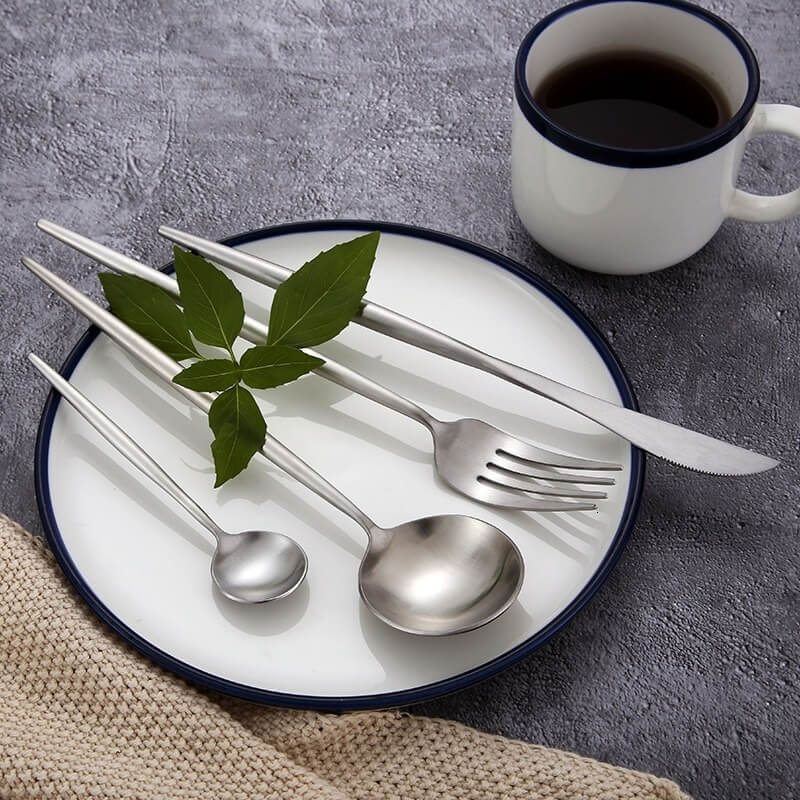 Modern Silver Cutlery Set - Complete with Knives, Forks and Spoons