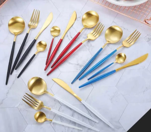 EternaLuxe - Stylish Gold-Silver 24-Piece Cutlery Set