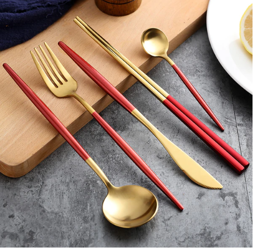 EternaLuxe - Stylish Gold-Silver 24-Piece Cutlery Set