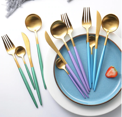 EternaLuxe - Stylish Gold-Silver 24-Piece Cutlery Set