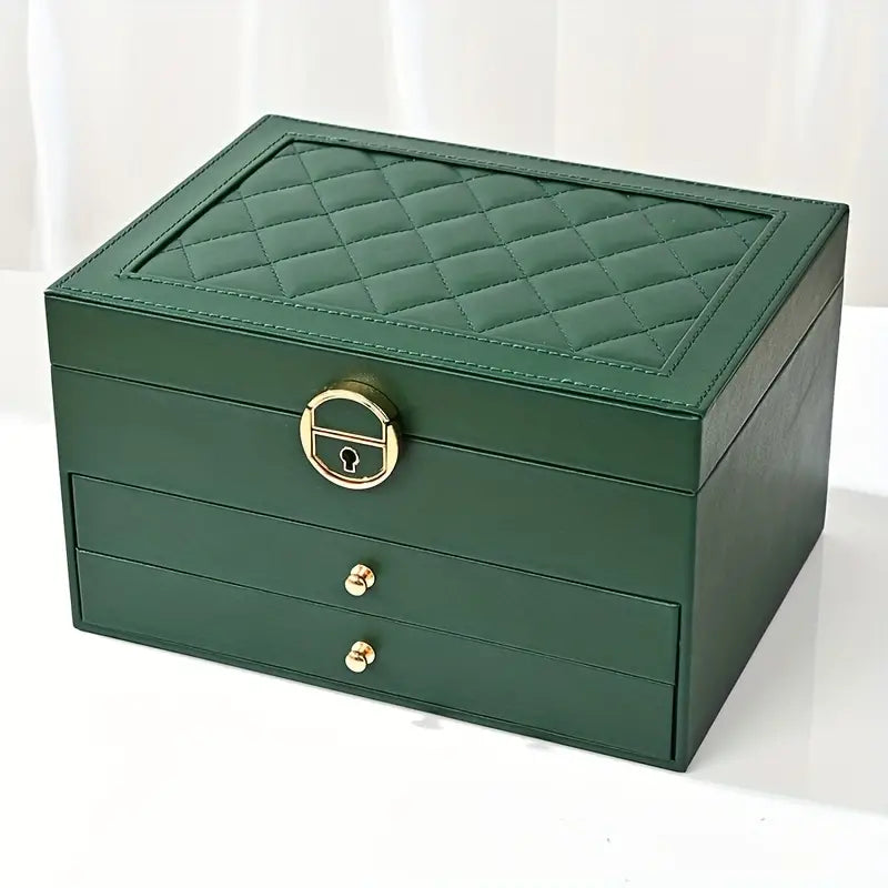 Leather Jewellery Box - Multi-Layer Design - Compact & Spacious Organisation