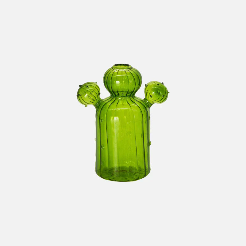 Green Cactus Glass Vase - Table Decoration