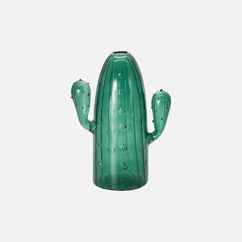 Green Cactus Glass Vase - Table Decoration