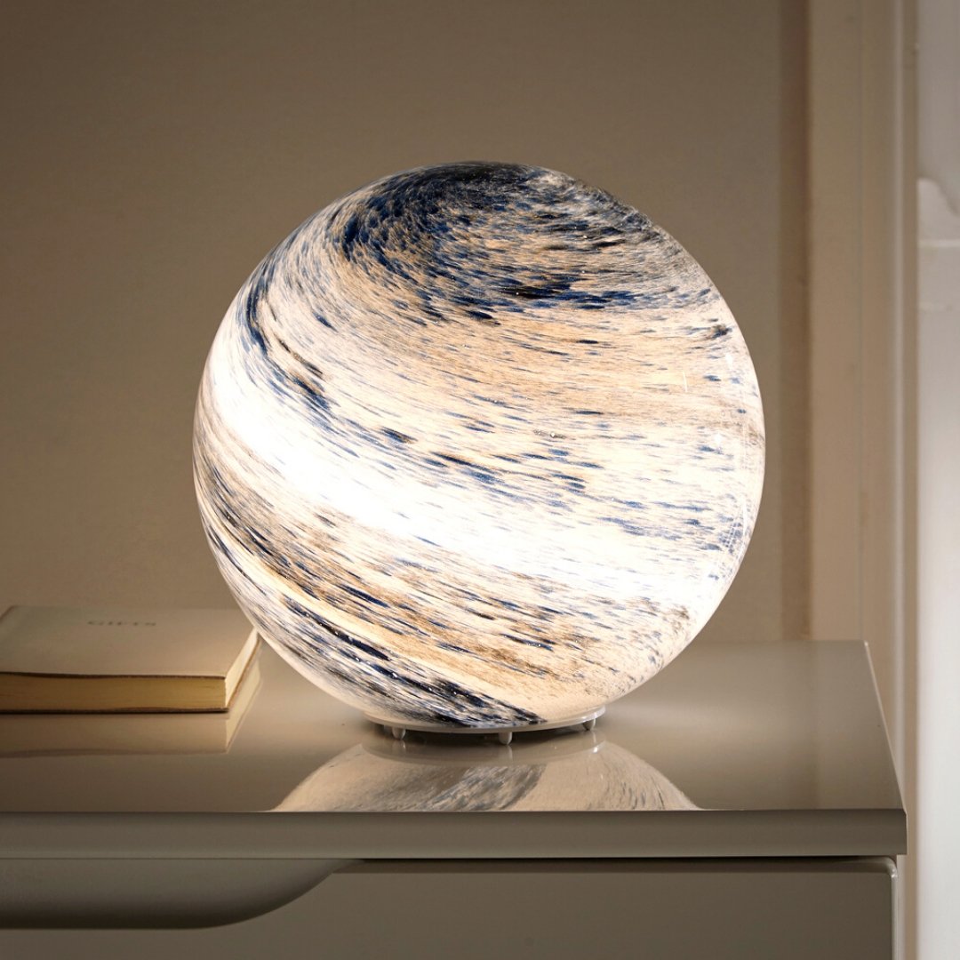 Moon Lamp - Creative Night Light with Beech Wood Base and Glass Shade - Soothing Lighting