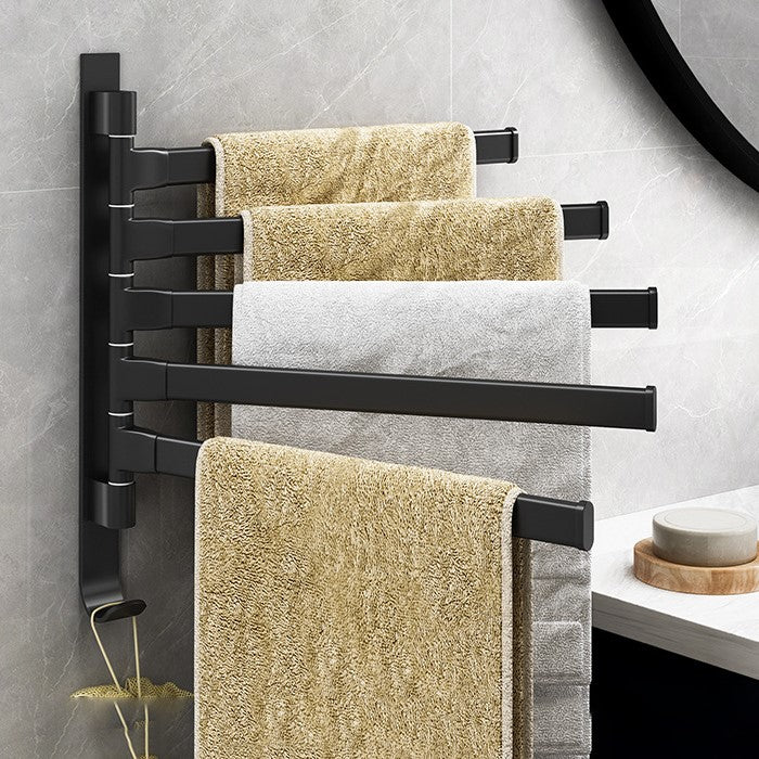 Towel Rack 5 Arms Black Metal - Modern and Space-Saving