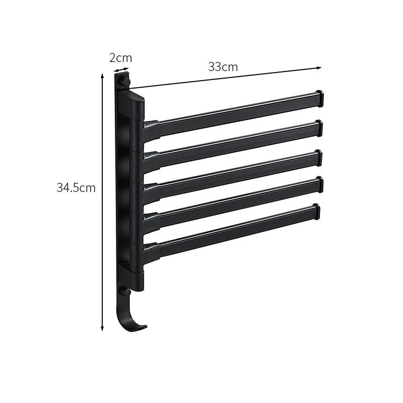 Towel Rack 5 Arms Black Metal - Modern and Space-Saving