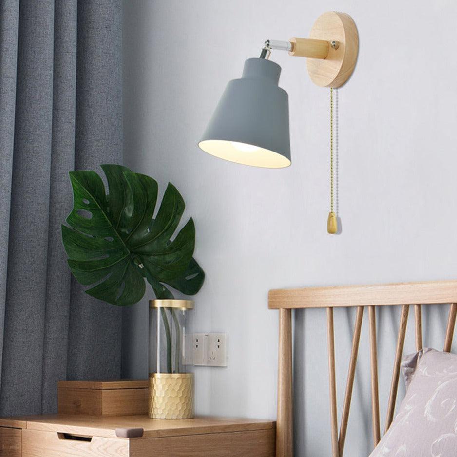 Rotatable Wall Lamp with Wooden Details - Modern Reading Lamp with 180 Degrees Rotation