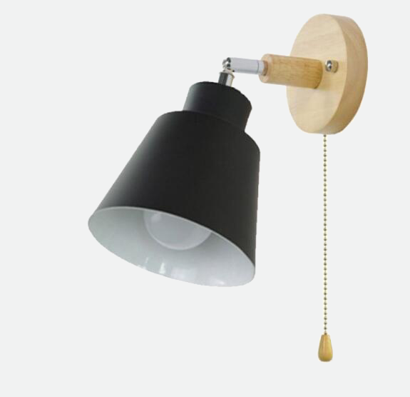 Rotatable Wall Lamp with Wooden Details - Modern Reading Lamp with 180 Degrees Rotation