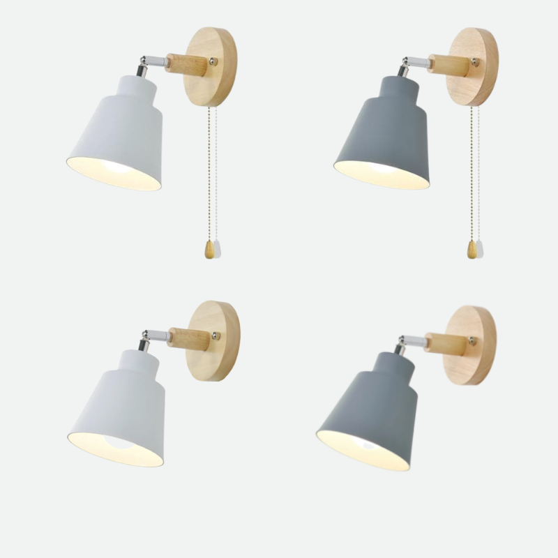 Rotatable Wall Lamp with Wooden Details - Modern Reading Lamp with 180 Degrees Rotation