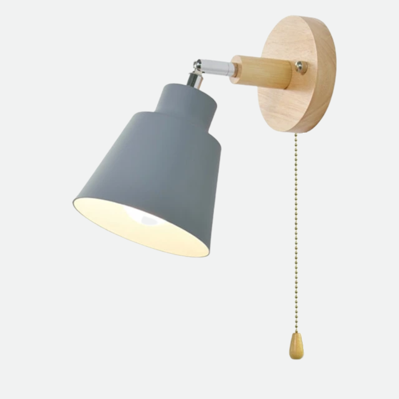 Rotatable Wall Lamp with Wooden Details - Modern Reading Lamp with 180 Degrees Rotation