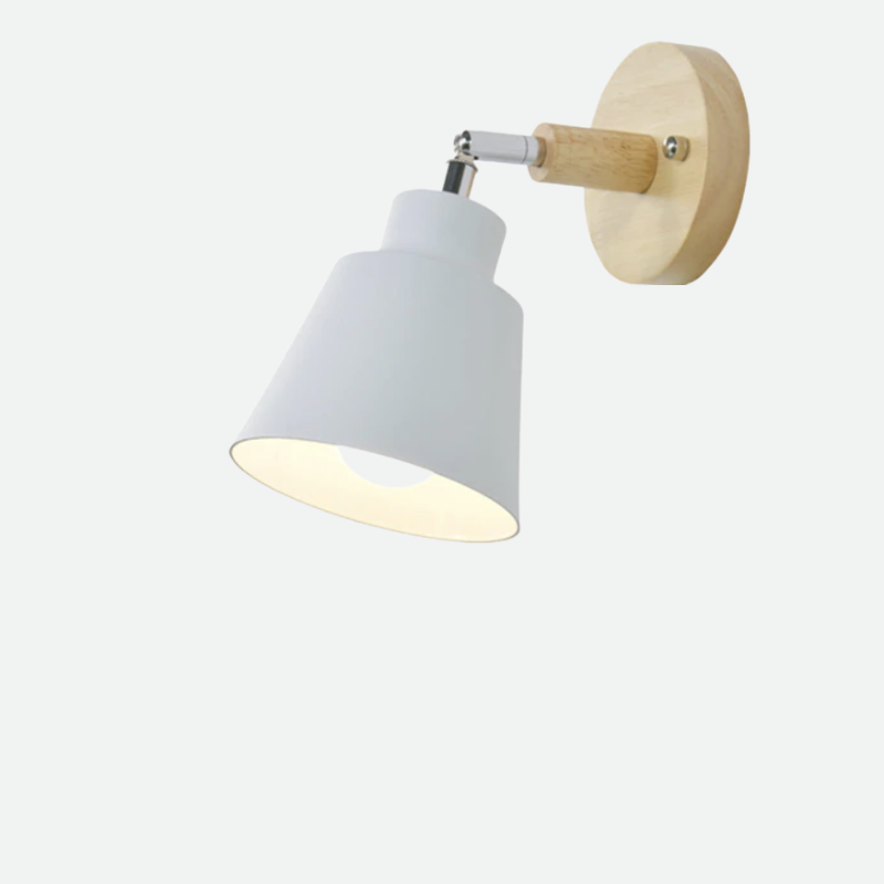 Rotatable Wall Lamp with Wooden Details - Modern Reading Lamp with 180 Degrees Rotation