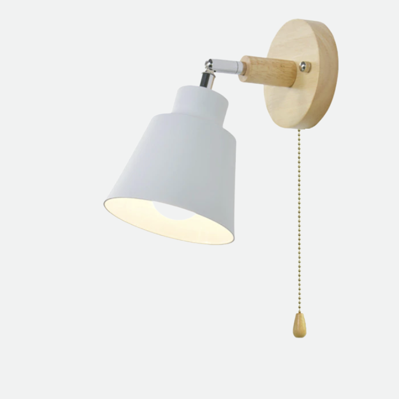 Rotatable Wall Lamp with Wooden Details - Modern Reading Lamp with 180 Degrees Rotation