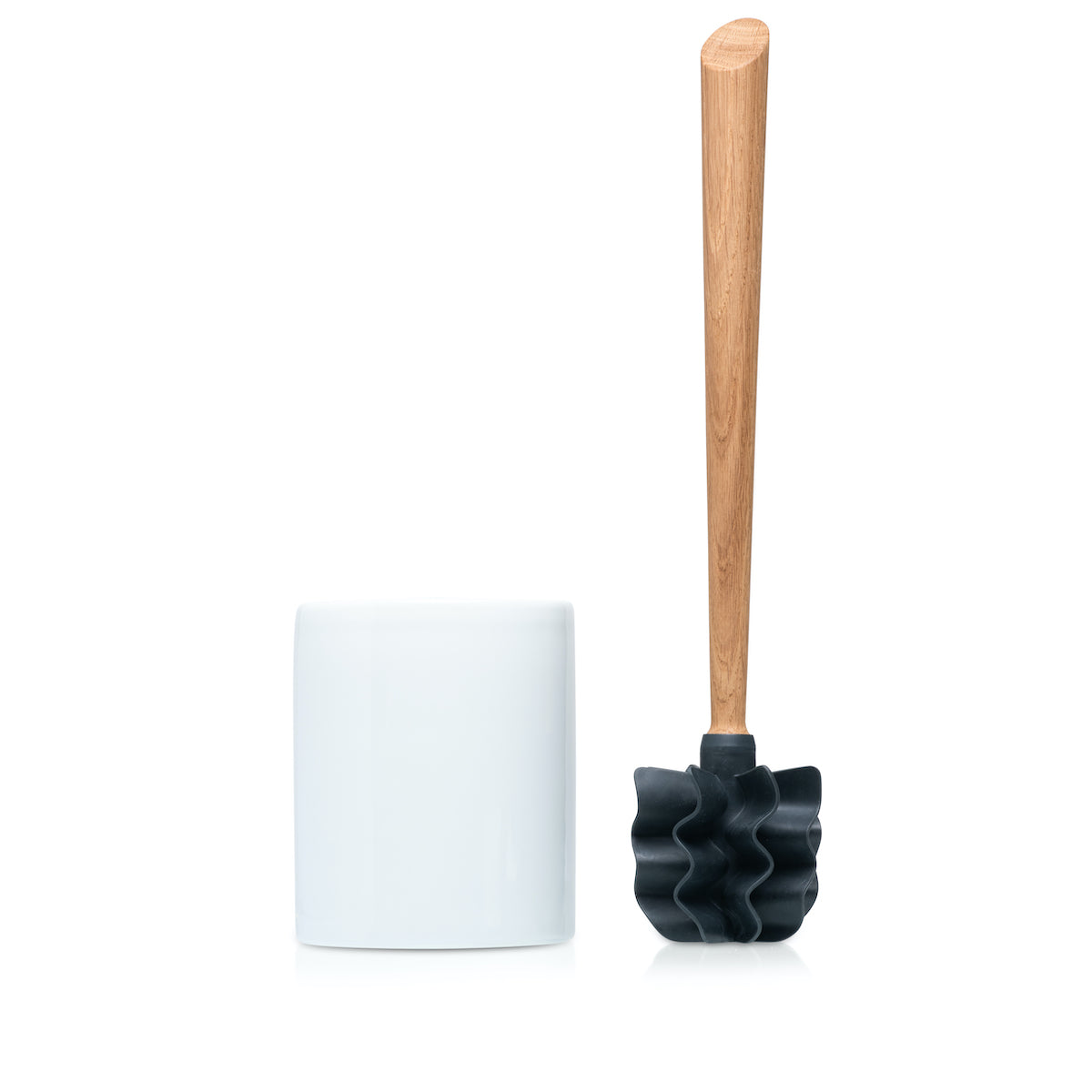 Toilet Brush Set - Elegant White Ceramic Brush with Antibacterial Features