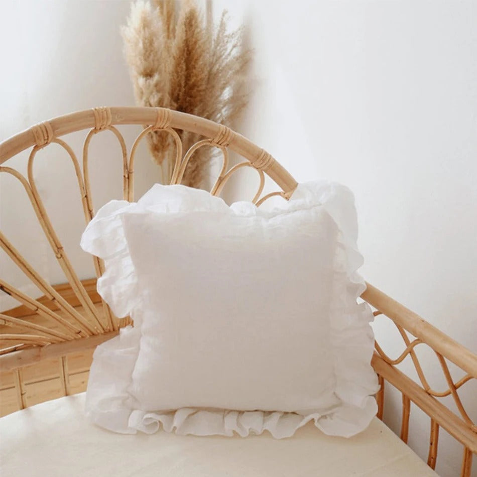 LinenNest – Pure Linen Cushion Cover with Ruffles