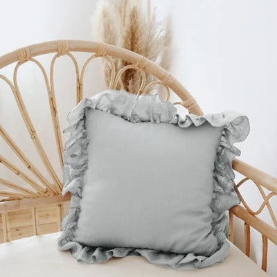 LinenNest – Pure Linen Cushion Cover with Ruffles