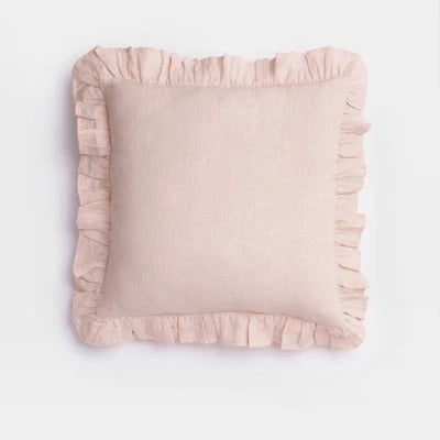 LinenNest – Pure Linen Cushion Cover with Ruffles