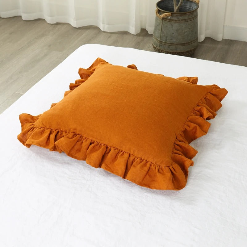 LinenNest – Pure Linen Cushion Cover with Ruffles