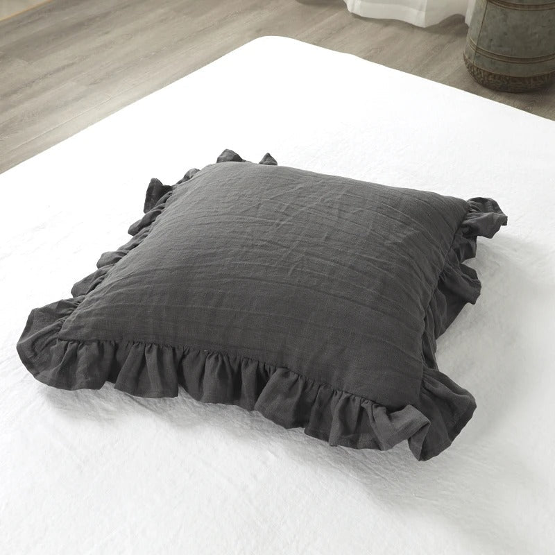 LinenNest – Pure Linen Cushion Cover with Ruffles