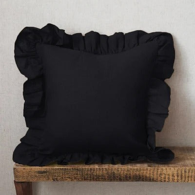 LinenNest – Pure Linen Cushion Cover with Ruffles