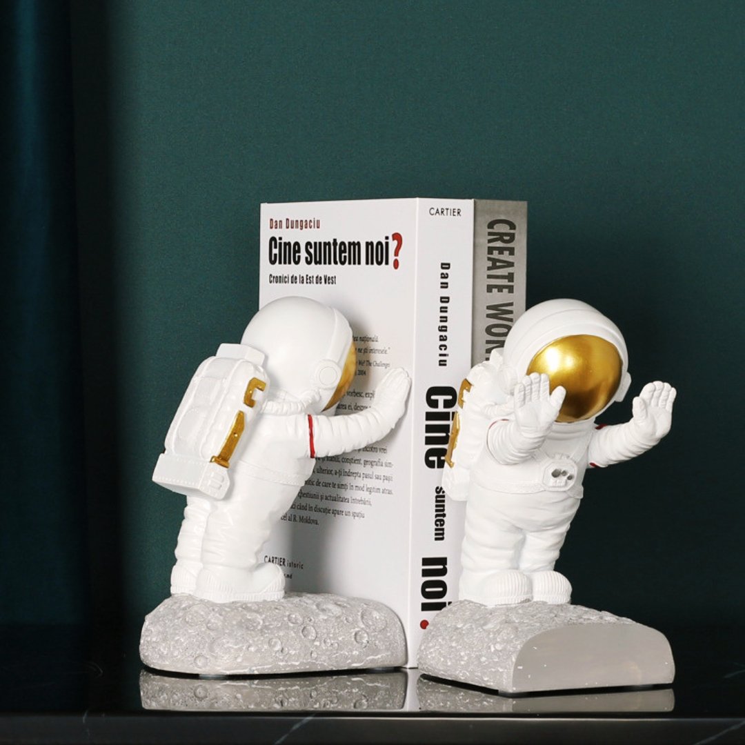 Space Bookends Set of 2 – Moon Surface with Astronaut