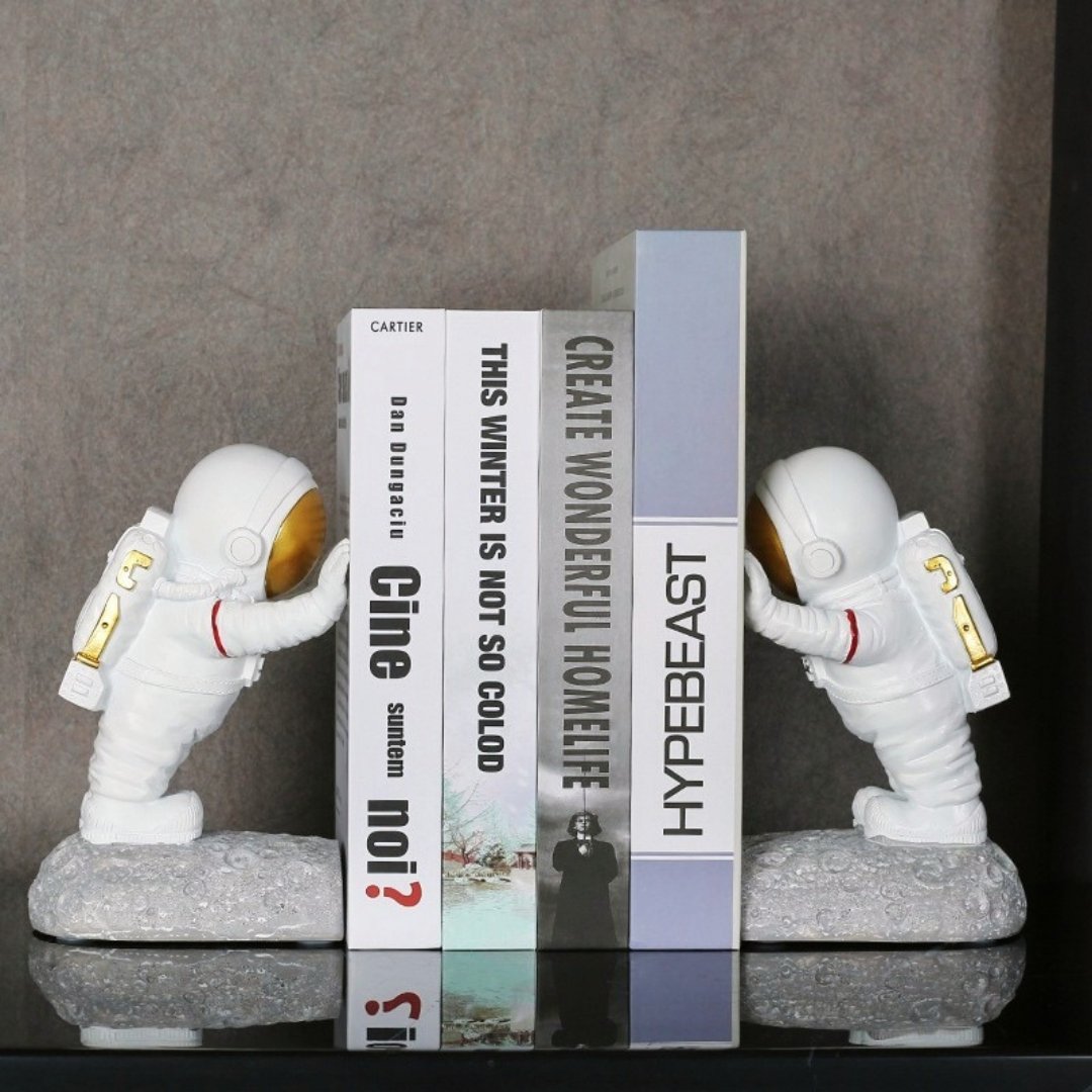 Space Bookends Set of 2 – Moon Surface with Astronaut