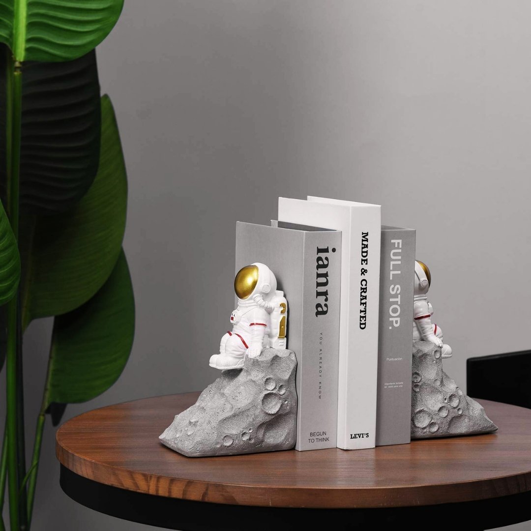 Space Bookends Set of 2 – Moon Surface with Astronaut