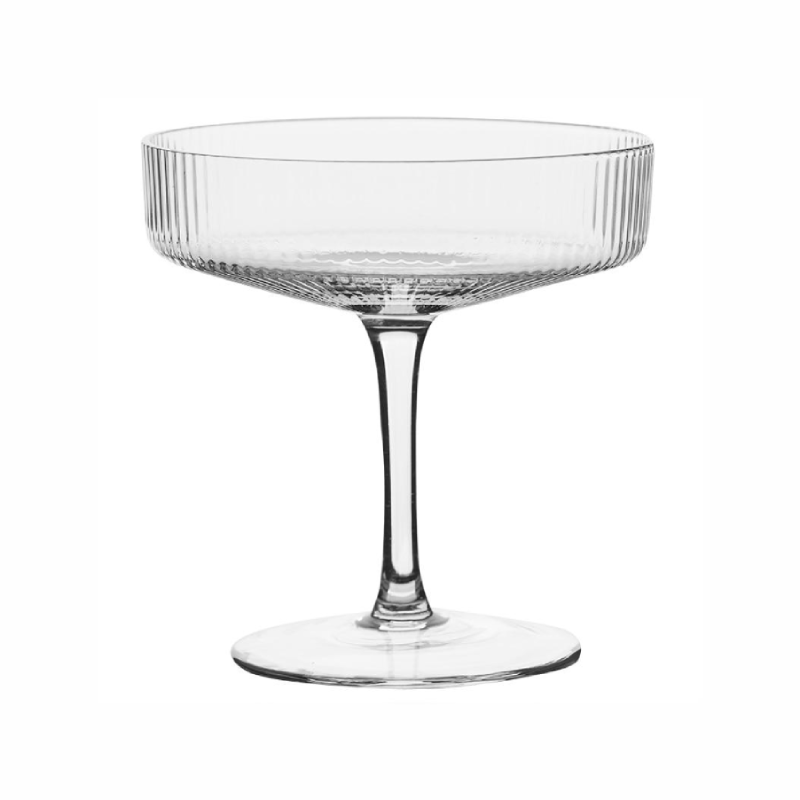 Glasses for Champagne and Cocktails with Elegant Ribbed Design - Handcrafted and Sustainable