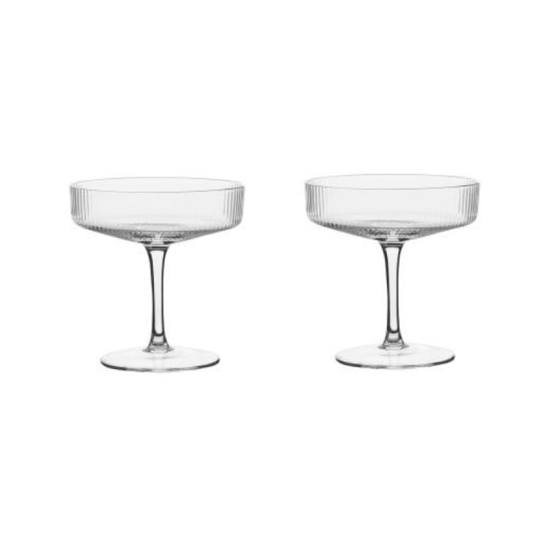 Glasses for Champagne and Cocktails with Elegant Ribbed Design - Handcrafted and Sustainable