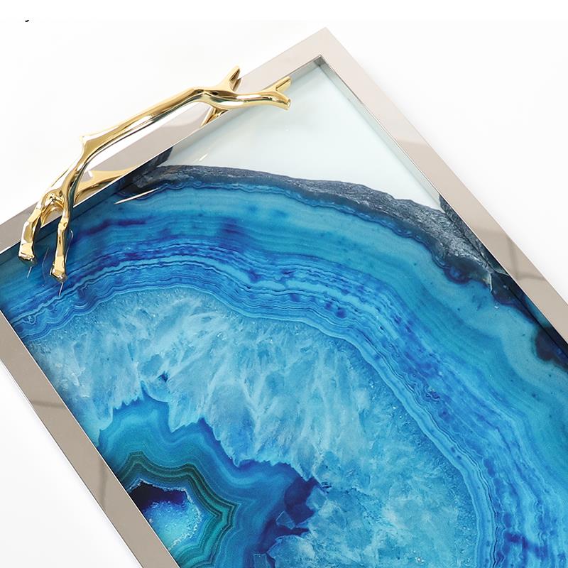 Blue Stone Tray – Unique Patterns in Nature, Ideal for Your Table