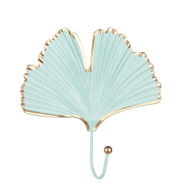 Golden Leaf Wall Hook - Stylish Metal Design for Keys and Accessories