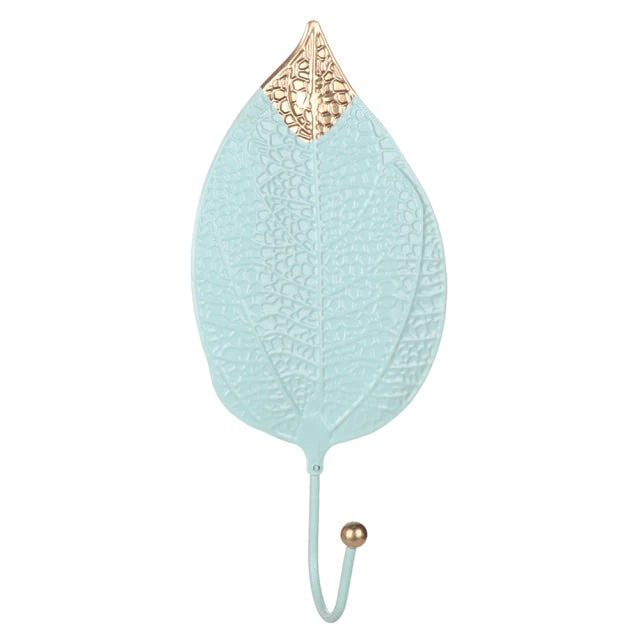 Golden Leaf Wall Hook - Stylish Metal Design for Keys and Accessories